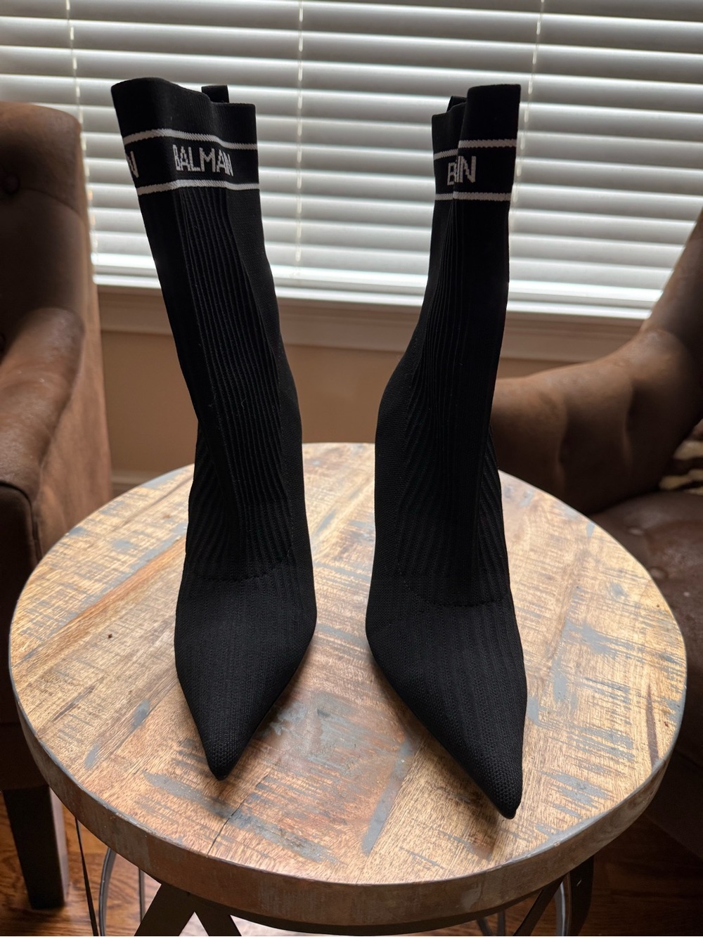 Balmain Knit Black Skye Sock-Style Pointed Stiletto Boot - Picture 9 of 10